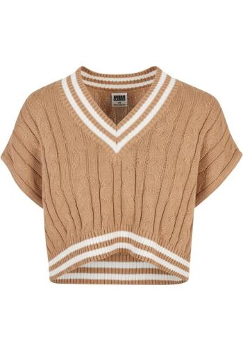 Urban Classics Ladies Cropped Knit College Slipover unionbeige - XL