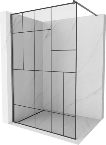 MEXEN/S Kioto Sprchová zástěna WALK-IN 100 x 200 cm, černý vzor 8 mm, grafit metal 800-100-101-95-78