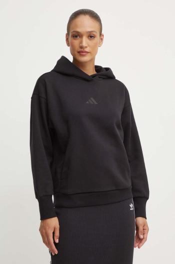 Mikina adidas All SZN dámská, černá barva, s kapucí, hladká, IW1025