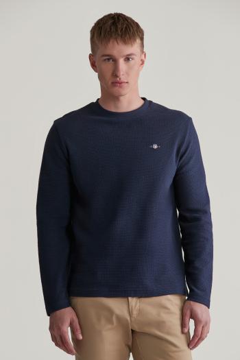 TRIČKO GANT TEXTURED LS TSHIRT EVENING BLUE