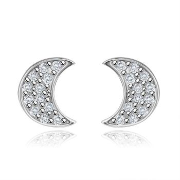 Zlaté náušnice 14K v tvare mesiaca s briliantmi
