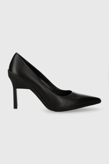 Kožené lodičky Calvin Klein HEEL PUMP 90 LEATHER černá barva, HW0HW02033