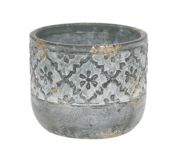 Opálový antik cementový obal na květináč s květy Narbonne M - Ø 15*12 cm 65090706