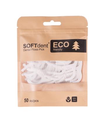 Softdent Eco Flosspicks zubní nit v mečíku 50 ks