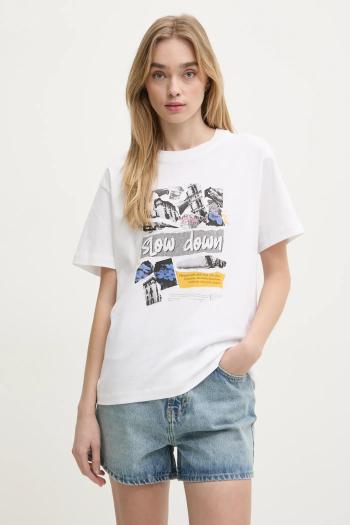 Bavlnené tričko Moschino Jeans dámske, biela farba, 0708 3229