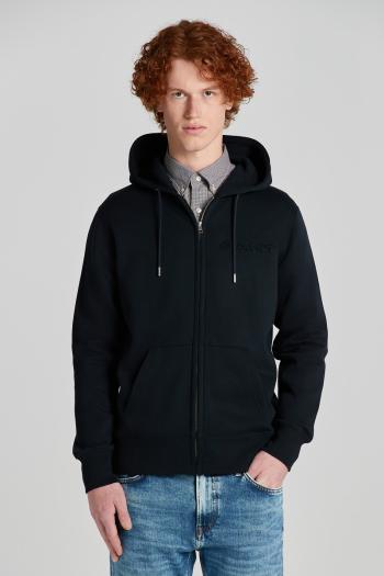 MIKINA GANT EMBOSSED FULL ZIP HOODIE BLACK