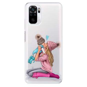 Odolné silikonové pouzdro iSaprio - Kissing Mom - Blond and Boy - Xiaomi Redmi Note 10 / Note 10S