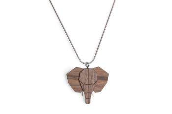 Dřevěný přívěsek BeWooden Elephant Pendant na krk s řetízkem zdarma