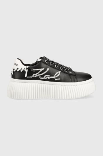 Kožené sneakers boty Karl Lagerfeld KREEPER LO černá barva, KL42372