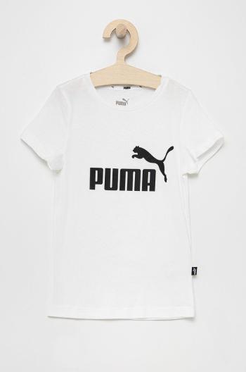 Dětské bavlněné tričko Puma 587029 bílá barva