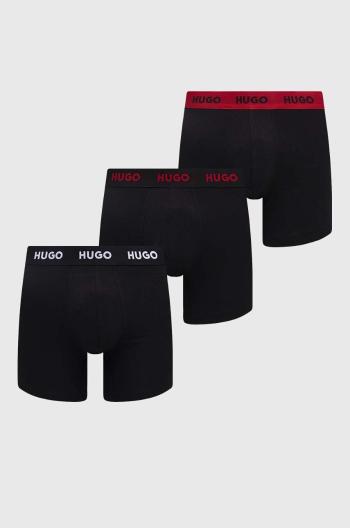 Boxerky HUGO 3-pack pánské, černá barva, 50503079