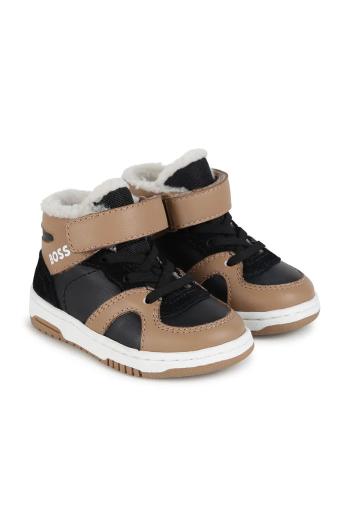 Dětské kožené sneakers boty BOSS béžová barva, J51345