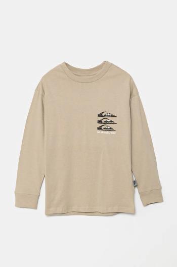 Dětské bavlněné tričko s dlouhým rukávem Quiksilver VINTAGE MIX LS béžová barva, s potiskem, EQBZT04799