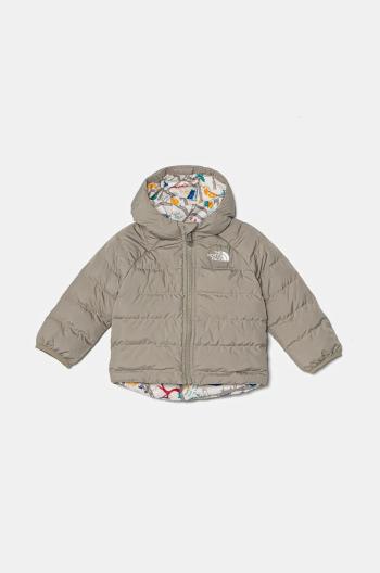 Oboustranná kojenecká bunda The North Face BABREVERSIBLE PERRITO HOODED JACKET šedá barva, NF0A88W31I41