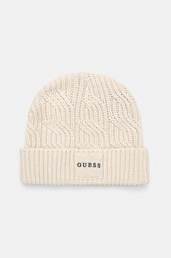 Čepice z vlněné směsi Guess CABLE BEANIE béžová barva, z husté pleteniny, M4BZ10.Z3HD1