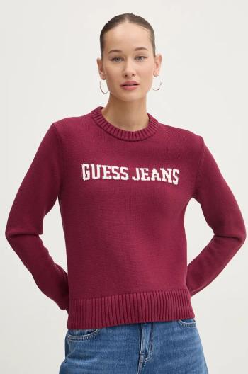 Bavlněný svetr Guess Jeans vínová barva, W4BR10 Z3HM1