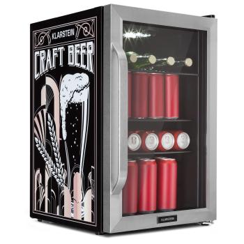 Klarstein Beersafe 70, Craft Beer Edition, lednice, 70 l, 3 police, panoramatické skleněné dveře, nerezová ocel