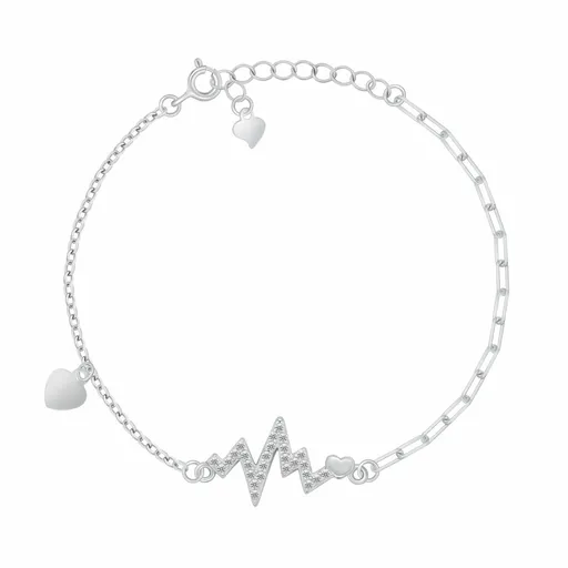 Brilio Silver Stříbrný náramek Srdíčko a EKG křivka BRC245W