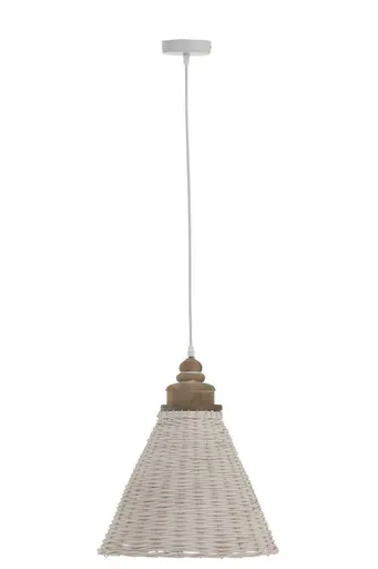 Bílé ratanové kónické závěsné světlo Iconic - Ø 35*42/112 cm J-Line by Jolipa