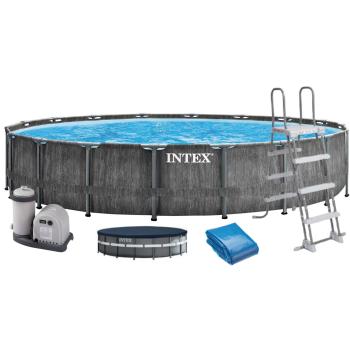 Intex Prism Frame Greywood Medence szett, 549x122cm vízforgató, l...