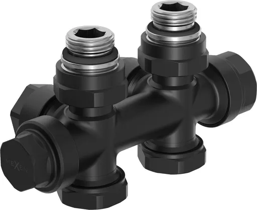 MEXEN Úhlový/rovný radiátorový ventil, Duplex, DN50, černá W908-000-70