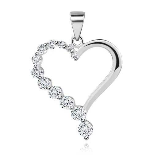 Přívěsek ze stříbra 925 - vykrojené srdce, prodloužená zirkonová silueta