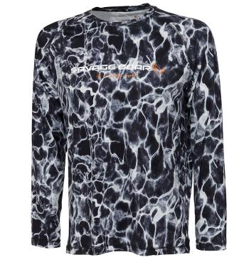 Savage gear triko night uv long sleeve t shirt black waterprint - xxl