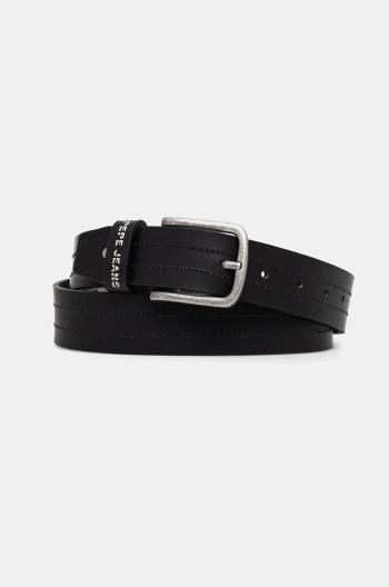 Kožený pásek Pepe Jeans ELMER BELT pánský, černá barva, PM021029