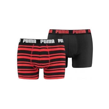 Puma HERITAGE STRIPE BOXER 2P Pánské boxerky, červená, velikost