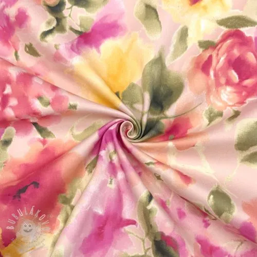 Bavlněná látka SATIN Kauai pink digital print