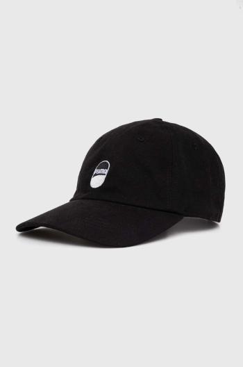 Bavlněná baseballová čepice Puma Downtown Low Curve Cap černá barva, s aplikací, 25312