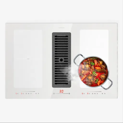 Klarstein Full House 77 Down Air System, indukční sporák + digestoř, 477 m³/h, třída energetické účinnosti A