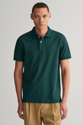 POLOKOŠILE GANT REG CONTRAST PIQUE SS RUGGER TARTAN GREEN