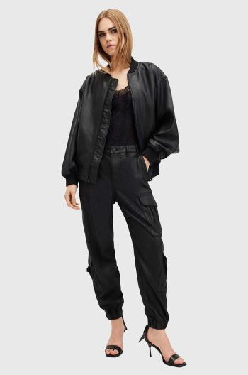 Kalhoty AllSaints HIMARI CARGO TROUSER dámské, černá barva, kapsáče, medium waist, W003TC