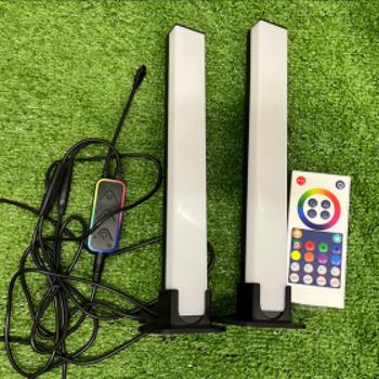 LED lámpa szett , 2 db , 28 cm, asztali , távirányítóval , RGB + IC (digitális) , dimmelhető , USB , WIFI/Bluetooth , TUYA , LEDISSIMO AMBIENT LIGHT , CSOMAGOLÁSSÉRÜLT