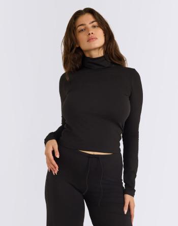 Tričko Organic Basics Everyday Turtleneck Black