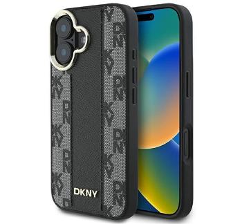 DKNY Checkered Pattern iPhone 16 Plus MagSafe hátlap tok, fekete DKHMP16MPCPVSLK