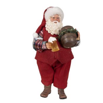 Vánoční dekorace taťka Santa Claus se soudkem piva - 16*8*28 cm 65232