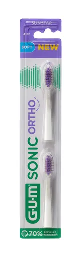 GUM ORtho Sonic Daily Refill, náhradní hlavice, 2 ks, blistr, bílé