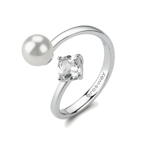 Brosway Půvabný stříbrný otevřený prsten Infinite White Fancy FIW147 52 mm