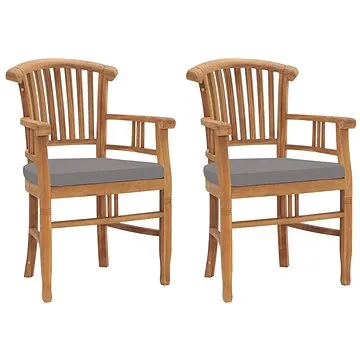 SHUMEE Židle zahradní, teak s tmavě šedými poduškami 315462 - 2ks v balení (315462)