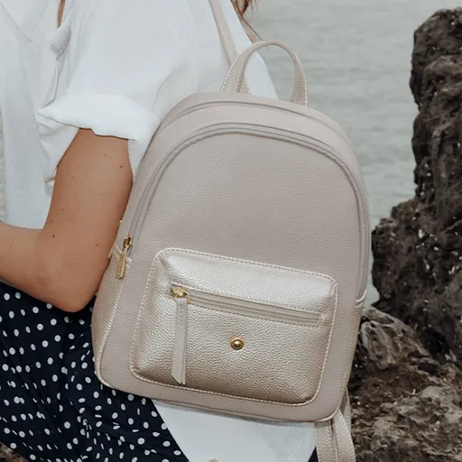 Elegantní dámský batoh Hexagona Elvyna - šedo-zlatá