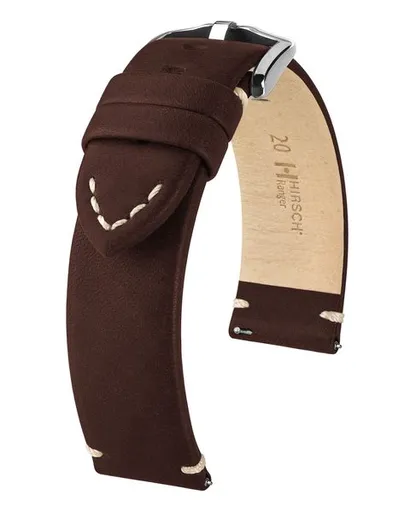 Řemínek Hirsch Ranger - hnědý - 24 mm - L – Standardní délka (doporučujeme) - 24 mm - Stříbrná