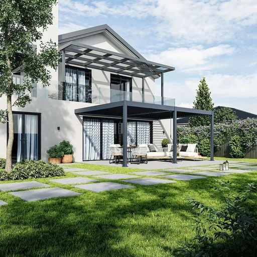 Bioklimatická pergola INTRO DUO 6x4 m ke stěně Rojaplast