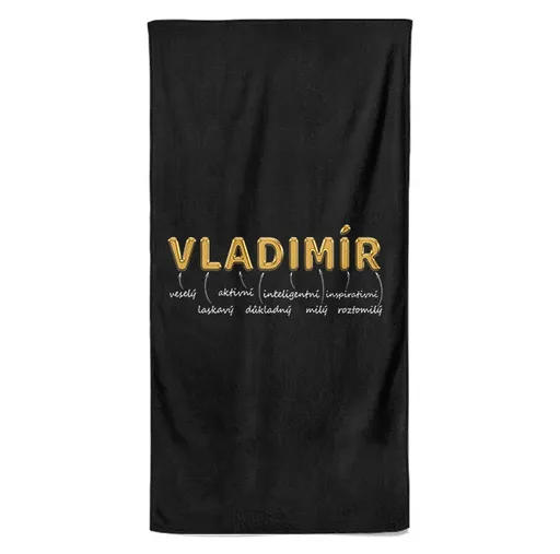 Osuška Mužská jména – GOLD (Jméno: Vladimír, Velikost osušky: 100x170cm)