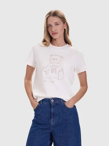 Guess dámské krémové tričko V5BI16K8FQ4-G015 XS