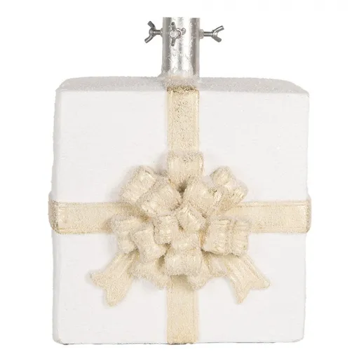 Bílý stojan na stromek ve tvaru dárku Christmas Gift - 26*24*33 cm 6MG0116