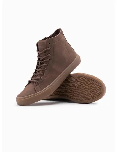 Pánské kotníkové tenisky s gumovou podrážkou – hnědé V4 OM-FOTH-0187