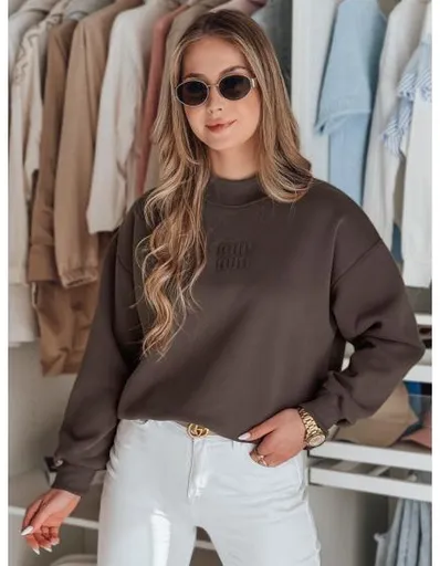 Dámská oversize mikina s nášivkou LOVASON mokka