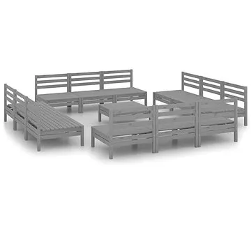 13dílná zahradní sedací souprava šedá masivní borovice , 3082424 (3082424)